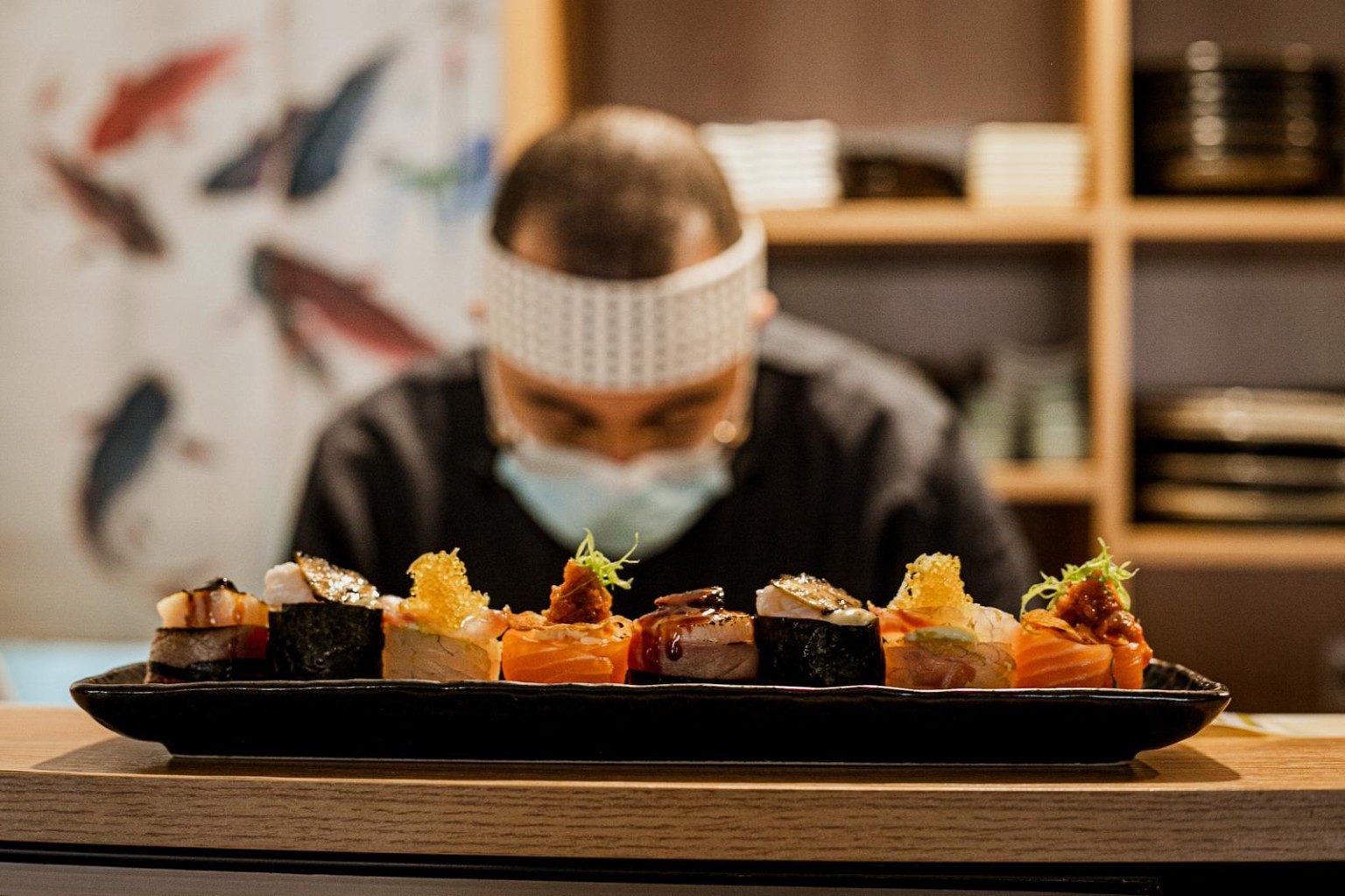 Chef Shakai e seleção de sushi