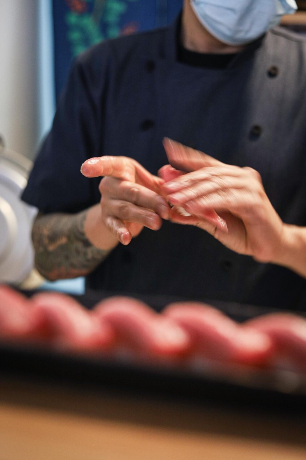 Técnica de preparação de sushi